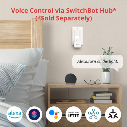 Smart Switch Button Pusher - Bluetooth Fingerbot for Rocker Switch/One-Way Button, Automatic Light Switch, Timer and APP Control, Works with Alexa When Paired with  Hub (White)