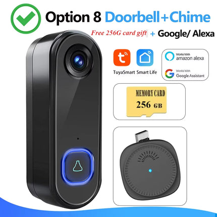 TUYA Video Doorbell Wifi Wireless Outdoor Door Bell Camera AC Power 1080P Video Door Phone Waterproof IP65 Alexa Google Home