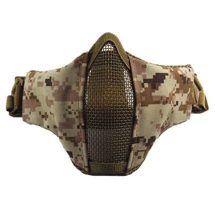 Tactical Half Face Airsoft Mask CS Wargame Protective Masks Foldable Metal Mesh Adjustable Double Belts