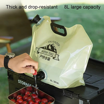 Outdoor Collapsible Water Bag with Faucet 7.5L，8L Large Capacity Portable Water Bag Outdoor Camping Equipment