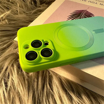 For Iphone Fashion for Magsafe Magnetic Wireless Charging Case for Iphone 15 14 13 12 11 Pro Max plus Gradient Color Silicone Cover