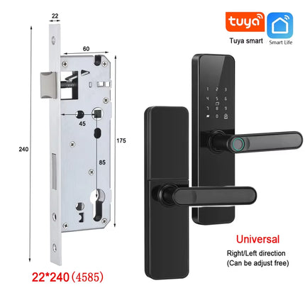 Wifi Smart Door Lock with Handle Fingerprint Door Lock Tuya App Remote Control Smart Lock for Front Door Home Rental Office