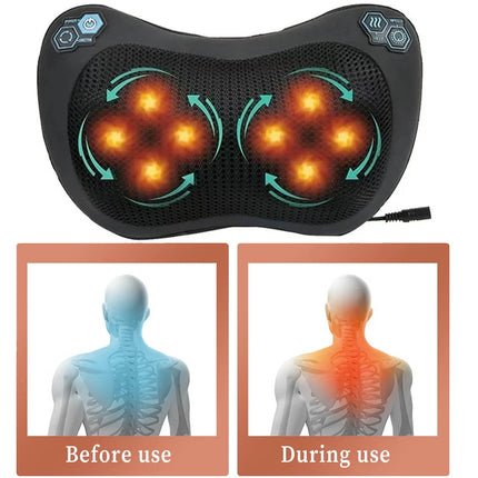 Electric Neck Back Massager with Heat - 3D Deep Tissue Shiatsu Massage Pillow