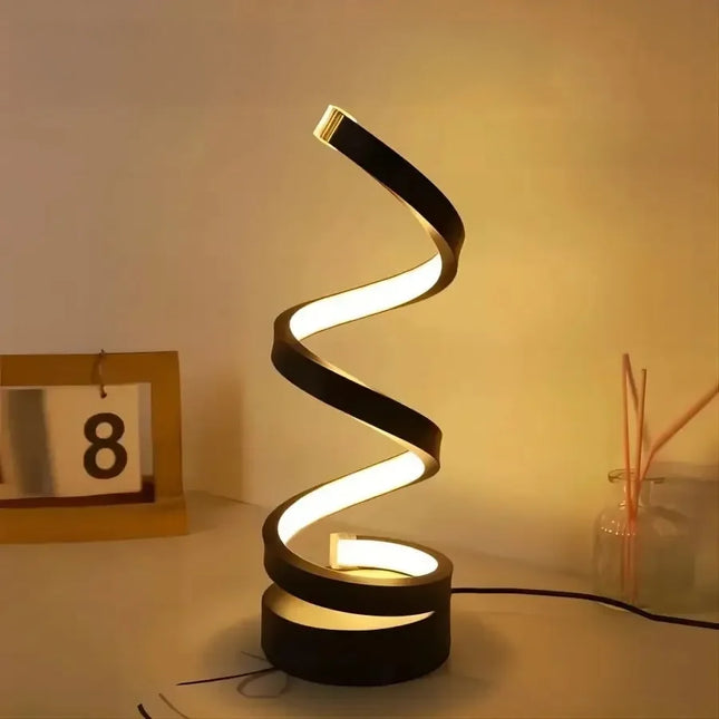 Modern Spiral LED Table Lamp - Dimmable Bedside & Living Room Lamp