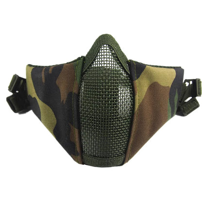 Tactical Half Face Airsoft Mask CS Wargame Protective Masks Foldable Metal Mesh Adjustable Double Belts