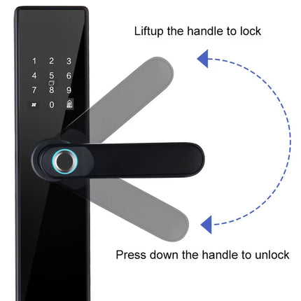 Wifi Smart Door Lock with Handle Fingerprint Door Lock Tuya App Remote Control Smart Lock for Front Door Home Rental Office