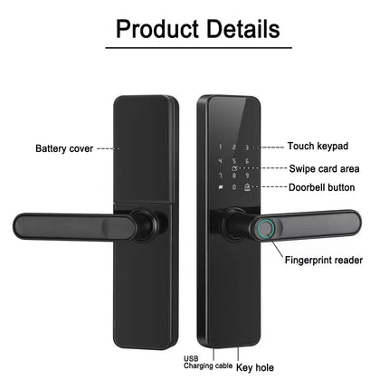 Wifi Smart Lock Smart Life APP Remote Unlock Auto Unlock Fingerprint Door Lock with Built-In Wi-Fi for Front Door