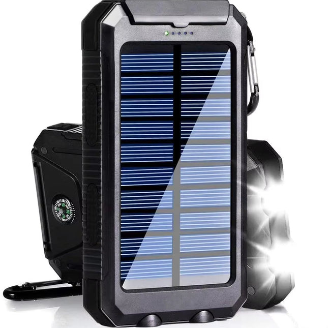 Outdoor Emergency Kit Solar Charger 20000Mah Portable Waterproof Solar Power Bank with LED Flashlights for Adventure Survival