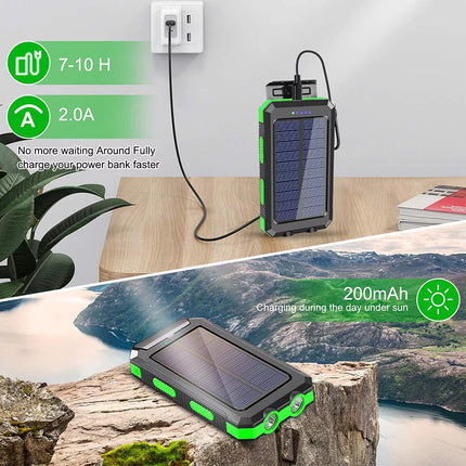 Outdoor Emergency Kit Solar Charger 20000Mah Portable Waterproof Solar Power Bank with LED Flashlights for Adventure Survival