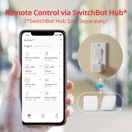 Smart Switch Button Pusher - Bluetooth Fingerbot for Rocker Switch/One-Way Button, Automatic Light Switch, Timer and APP Control, Works with Alexa When Paired with  Hub (White)