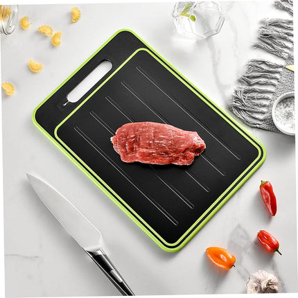 4 in 1 Defrosting Board, 8.27X12.24 Inch Defrosting Tray Double as Cutting Board with Grater, Sharpener, Double Sided Chopping Board for Fast Thaw Meat ＆ Fooddefrosting Board, Defrosting Tray, Cho