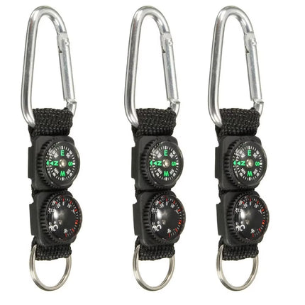 3-in-1 Camping Carabiner – Compass, Thermometer, Keychain!