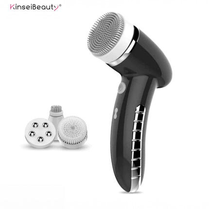 4In1 Wash Facial Cleansing Brush Sonic Vibration Face Cleaner Deep Cleaning Massage with Replace 4 Heads Face Cleaning Apparatus