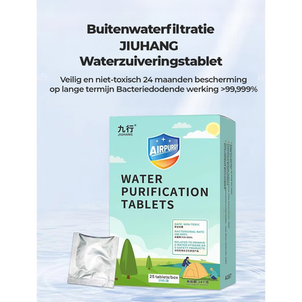 Waterzuiveringstabletten - 25 Stuks per Doos - Draagbaar