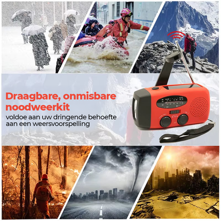 Multifunctionele Solar Hand Crank Radio 2000mAh - Noodkit