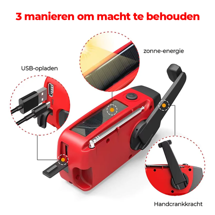 Multifunctionele Solar Hand Crank Radio 2000mAh - Noodkit