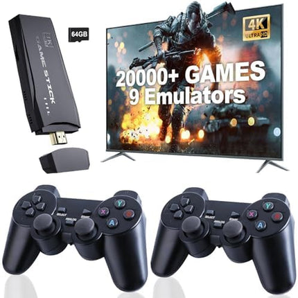 Retro Gaming Console, Nostalgia Stick Game, Retro Video Game Console with Built-In 9 Emulators, 20,000+ Games, 4K HDMI Output