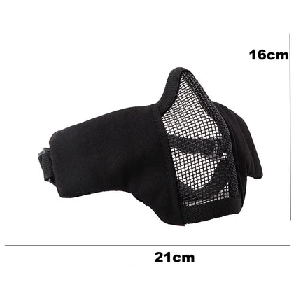 Tactical Half Face Airsoft Mask CS Wargame Protective Masks Foldable Metal Mesh Adjustable Double Belts