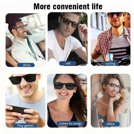 Smart Glasses, Wireless BT Sunglasses Music Headset, Music & Call Sunglasses for Men, Summer Gifts, BT Smart Glasses with Mic, Sport Hands-Free Call Music Headphone, Bluetooth-Compatible Sunglasses for Women, Summer Travel Supplies, Back to School Gifts