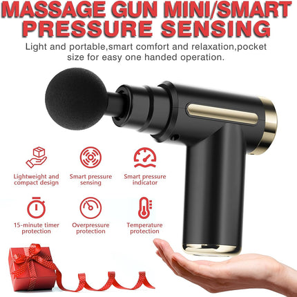 Massage Gun, Massage Gun Deep Tissue for Pain Relief with 4 Massage Heads & 6 Speeds, Electric Mini Handheld Body Massager for Any Pain Relief, Best Gifts for Dad and Mom