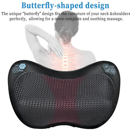 Electric Neck Back Massager with Heat - 3D Deep Tissue Shiatsu Massage Pillow