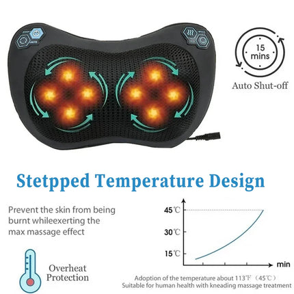 Electric Neck Back Massager with Heat - 3D Deep Tissue Shiatsu Massage Pillow