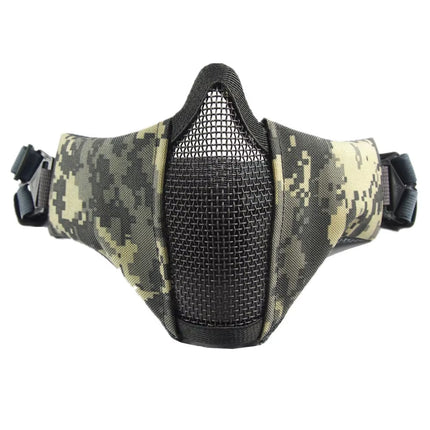 Tactical Half Face Airsoft Mask CS Wargame Protective Masks Foldable Metal Mesh Adjustable Double Belts