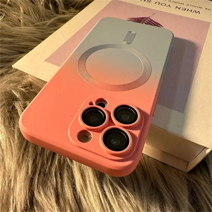 For Iphone Fashion for Magsafe Magnetic Wireless Charging Case for Iphone 15 14 13 12 11 Pro Max plus Gradient Color Silicone Cover