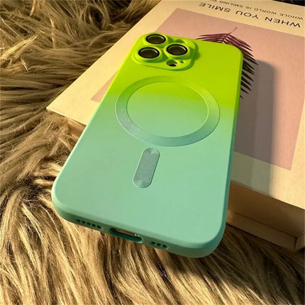 For Iphone Fashion for Magsafe Magnetic Wireless Charging Case for Iphone 15 14 13 12 11 Pro Max plus Gradient Color Silicone Cover