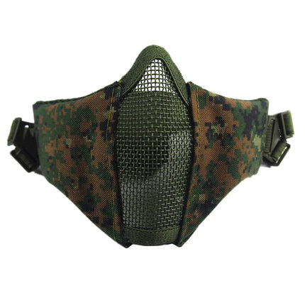 Tactical Half Face Airsoft Mask CS Wargame Protective Masks Foldable Metal Mesh Adjustable Double Belts