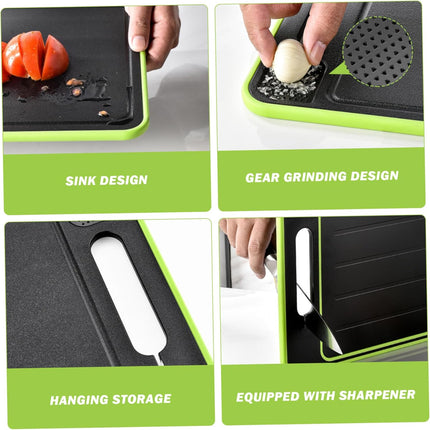 4 in 1 Defrosting Board, 8.27X12.24 Inch Defrosting Tray Double as Cutting Board with Grater, Sharpener, Double Sided Chopping Board for Fast Thaw Meat ＆ Fooddefrosting Board, Defrosting Tray, Cho