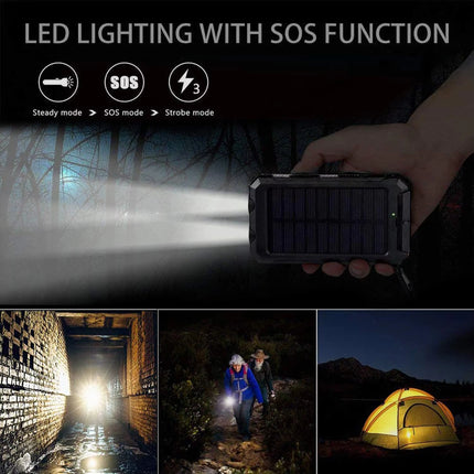 Outdoor Emergency Kit Solar Charger 20000Mah Portable Waterproof Solar Power Bank with LED Flashlights for Adventure Survival