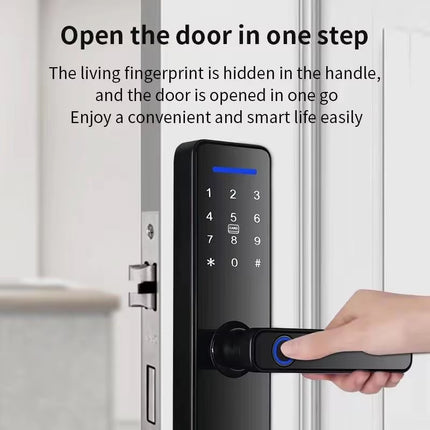 Wifi Smart Door Lock with Handle Fingerprint Door Lock Tuya App Remote Control Smart Lock for Front Door Home Rental Office