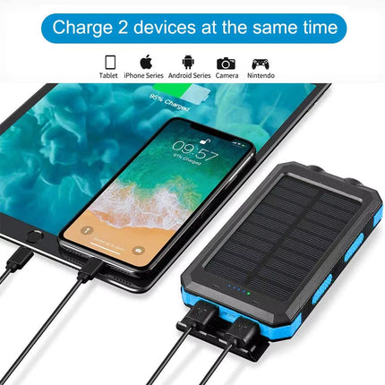 Outdoor Emergency Kit Solar Charger 20000Mah Portable Waterproof Solar Power Bank with LED Flashlights for Adventure Survival