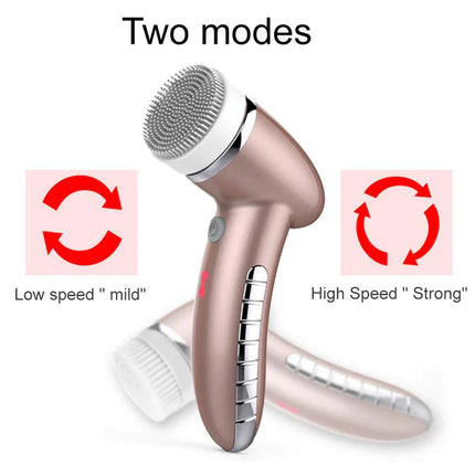 4In1 Wash Facial Cleansing Brush Sonic Vibration Face Cleaner Deep Cleaning Massage with Replace 4 Heads Face Cleaning Apparatus