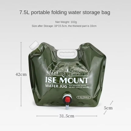 Outdoor Collapsible Water Bag with Faucet 7.5L，8L Large Capacity Portable Water Bag Outdoor Camping Equipment