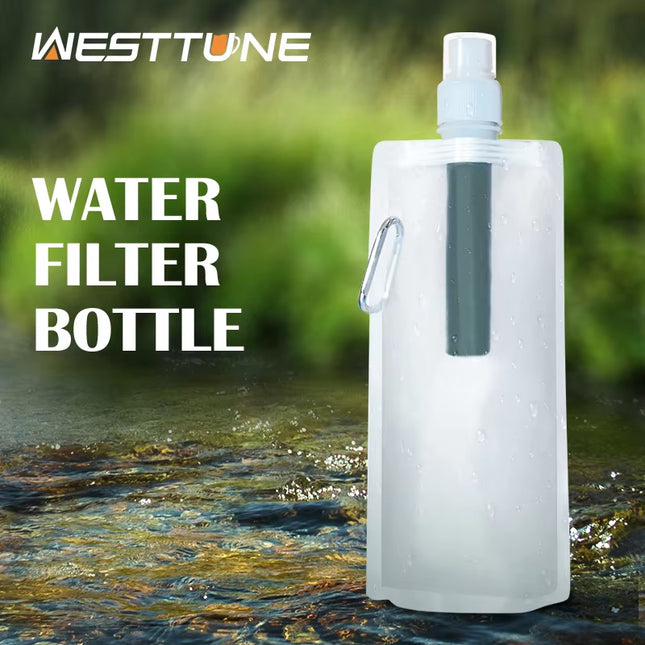 Outdoor Water Filter Straw Bottle for Camping & Survival