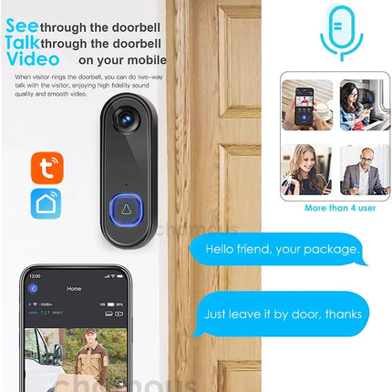 TUYA Video Doorbell Wifi Wireless Outdoor Door Bell Camera AC Power 1080P Video Door Phone Waterproof IP65 Alexa Google Home