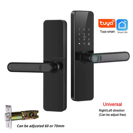 Wifi Smart Door Lock with Handle Fingerprint Door Lock Tuya App Remote Control Smart Lock for Front Door Home Rental Office