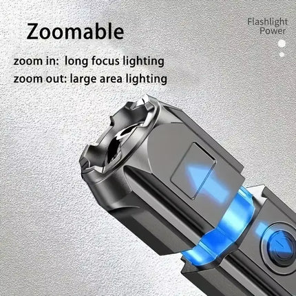 Powerful LED Flashlight – Zoomable, Long-Range!