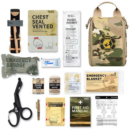 002M First Aid Kit Camping IFAK Pouch with Molle,Survival Pouch for Camping Hiking and Fishing Outdoor Hiking Kit