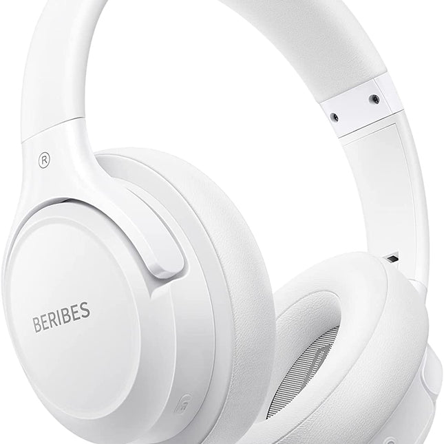 Bluetooth Headphones over Ear, 65H Playtime and 6 EQ Music Modes with Microphone,Hifi Stereo Foldable Lightweight Wireless Headset,Deep Bass for Home Office Cellphone PC Etc.(White)