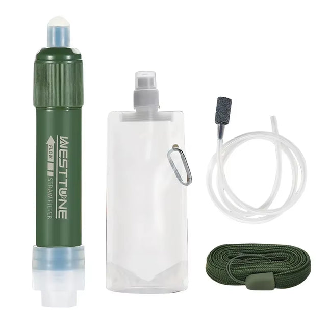 Outdoor Mini Filter Straw Set TUP Carbon Fiber Camping Purification Water Purifier for Survival or Emergency Supplies