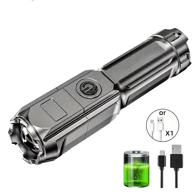 Powerful LED Flashlight – Zoomable, Long-Range!