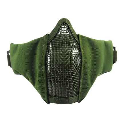 Tactical Half Face Airsoft Mask CS Wargame Protective Masks Foldable Metal Mesh Adjustable Double Belts