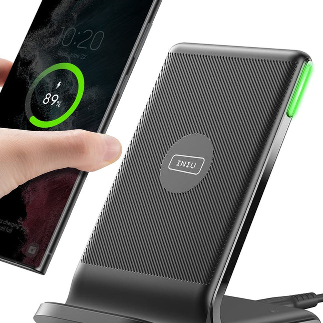 Wireless Charger, 15W Fast Qi-Certified Wireless Charging Station with Sleep-Friendly Adaptive Light Compatible with Iphone 15 14 13 12 Pro XS 8 plus Samsung Galaxy S23 S22 S21 Note 20 Google Etc