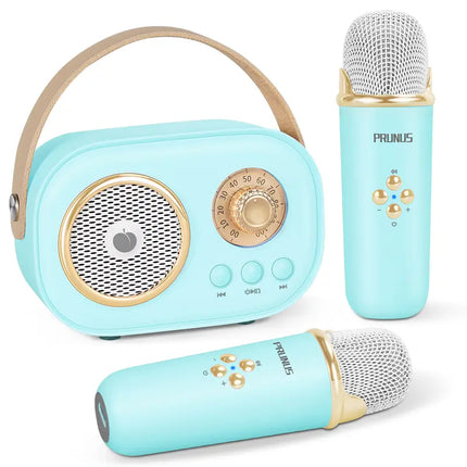 PRUNUS C20 Mini Karaoke Machine Portable Bluetooth Speaker with Wireless Microphone 6 Sound Modes for Adults&Kids Birthday Home Farmily Friends Party Gifts for Girls Boys Friends