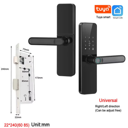 Wifi Smart Door Lock with Handle Fingerprint Door Lock Tuya App Remote Control Smart Lock for Front Door Home Rental Office