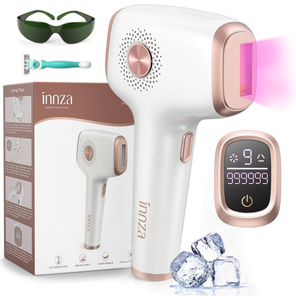 Laser Hair Removal with Ice Cooling Care Function for Women Permanent,999,999 Flashes Painless IPL Hair Remover, Hair Removal Device for Armpits Legs Arms Bikini Line (1-White)