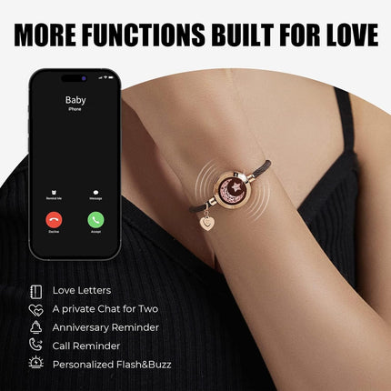 Long Distance Touch Bracelets for Couples, Vibration & Light up for Love Couples Bracelets | Long Distance Relationship Gifts for Girlfriend Bluetooth Pairing Jewelry